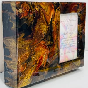 Red, Orange, Gold, and Black Block Picture Frame by Pourin’ My Heart Out - Fluid Art by Angela Lloyd 
