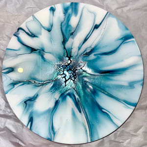 Icy Blue 15” Lazy Susan by Pourin’ My Heart Out - Fluid Art by Angela Lloyd 