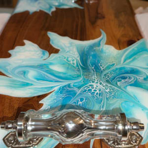 Ocean Side 20” Charcuterie by Pourin’ My Heart Out - Fluid Art by Angela Lloyd 