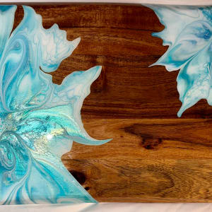 Ocean Side 20” Charcuterie by Pourin’ My Heart Out - Fluid Art by Angela Lloyd 