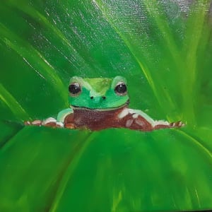 Wee Froggy says 'HI' by Franciszka Doris
