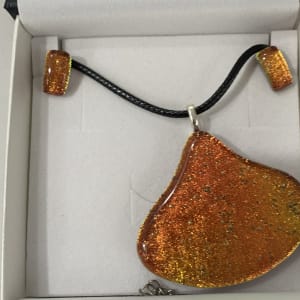 Rich Golden Tear drop pendant set by Inez Jenkins