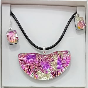 Dichroic glass variety pendant set - Pink by Inez Jenkins