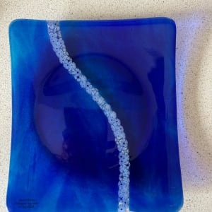 Deep blue glass plate by Inez Jenkins