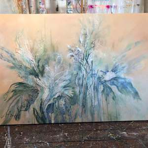 Persephone by Ellen Hathaway  Image: This is original piece from which the green is based. It was a commission  by Mrs. goodnight for Prestonwood. The following images are iterations of this piece as I worked it through. 