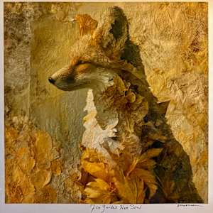 Fox Guides Her Soul  (Gilded 16" x 16") by Sandy Brown Jensen