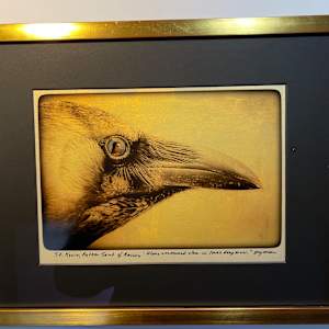 St. Kevin, Patron Saint of Ravens, "Alone and mirrored clear in love's deep river." (Gilded 12" x 15") by Sandy Brown Jensen, Image 1.