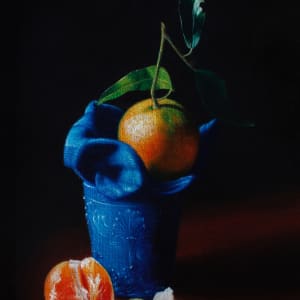 Clementine and blue glass by Peter Thomas Foster