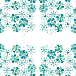 Green Teal Flowers (Illustration Pattern Repeat)  Image: Green Teal Flowers (Illustration Pattern Repeat)