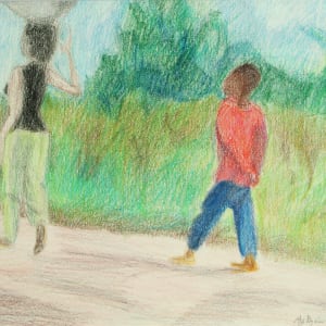 Woman and Boy Walking by Amy Bryan