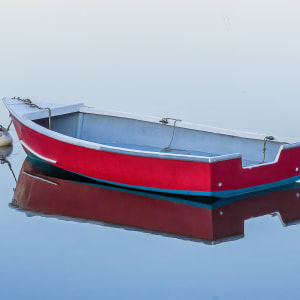 Red Row Boat Reflection by Artnova Gallery