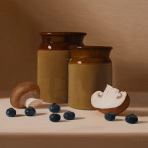 Mushrooms and blueberries by Emma de Souza
