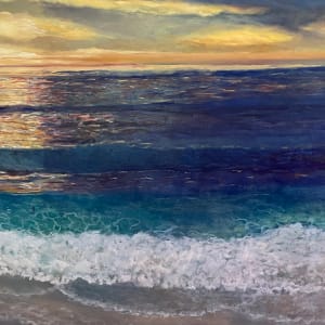 Surfers at Sunset, Monarch Beach by Joan Adam