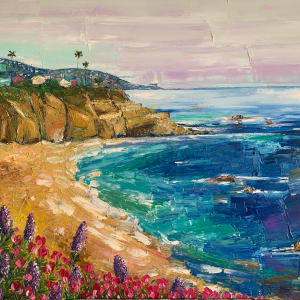 Coastal Love - Pallette Knife, Oil Paint by May Attar