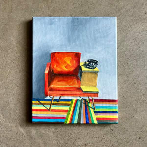 Red-Orange Chair With Telephone by Tyler Cartier