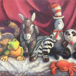 Donkey and Friends on Red by Carolyn Crampton