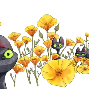 Black Cats and Poppies by Andie Desiderio
