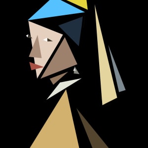 Abstract Girl with Pearl Earring by Ken Ramirez