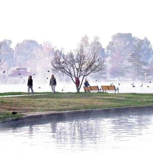 Winter at Lake Balboa Park by Ken Kochakji