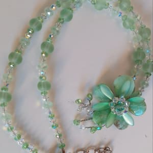 Green Glass and Crystal Necklace by Pat Lord