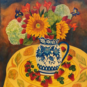 Sunflowers and Strawberries by Yvette Martini