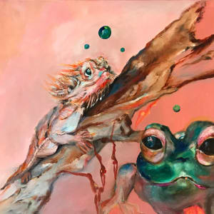 Saving the World's Horney Toad Frog and Frog by Judy Ryan Art