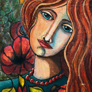 Girl with Flowers by Lynne Mizera