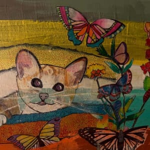 Wild Cat With Flowers by Nicole Nakahara