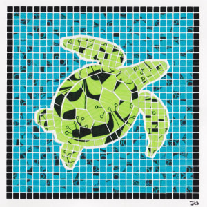 Sea Turtle Paper Mosaic by Jill Schiller