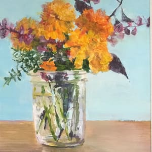 Marigolds and Purple Hyacinths by Pamela Sweet