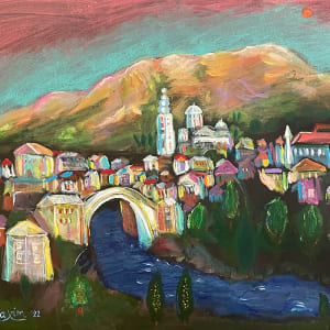 "The Old Mostar Bridge and the Cathedral of Resurrection" by Maxim Vasiljevic