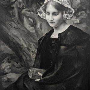 Le recueillement, after Edgar Maxence by Louis Huvey  Image: Le recueillement, after Edgar Maxence