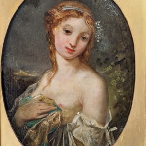 Young woman with flowers in her hair by Ernest Dupont  Image: Ernest Dupont portrait of a young woman