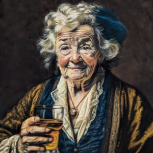 Irish lady with whiskey by Carol Motsinger