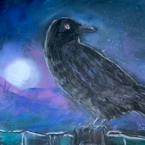 Night Crow in Pastel by Eileen Backman