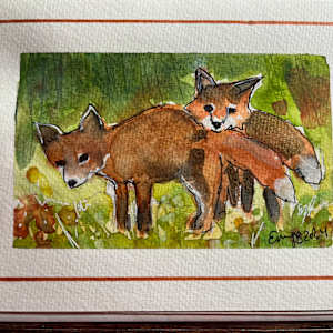 Baby Foxes (Greeting Card and Frame) by Eileen Backman
