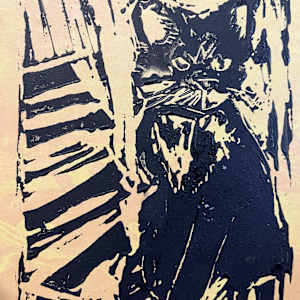 A Kitten Named Patches (Linocut) by Eileen Backman