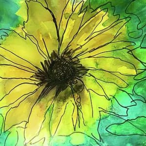 Sunflower Abstract in Alcohol Ink