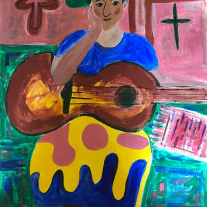 Self-portrait with Green Hat and Guitar