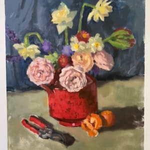 Still Life Floral with roses and daffodils by Sean Oswald