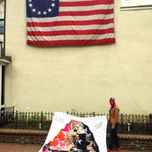 Arpillera Americanx * Cunt Quilt (Liberty Belle) Cunt Congress by Coralina Rodriguez Meyer  Image: March for Economic Justice in front of the Betsy Ross House in Philadelphia PA 4/15/2017 