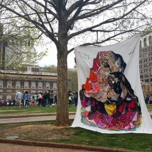 Arpillera Americanx * Cunt Quilt (Liberty Belle) Cunt Congress by Coralina Rodriguez Meyer  Image: March for Economic Justice at the Liberty Bell Philadelphia PA 4/15/2017