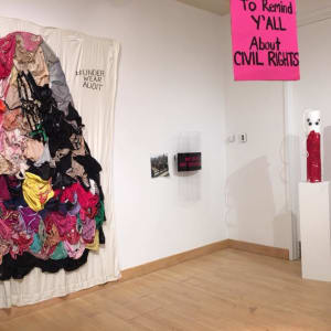 Arpillera Americanx * Cunt Quilt (Liberty Belle) by Coralina Rodriguez Meyer  Image: Still They Persist! Exhibition Kentucky Museum of Arts & Crafts, Salisbury University Art Museum 2017