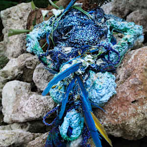 Yemaya (Bermuda Triangle Bedrock) Diptych, Apariciones Virgen Gruta series by Coralina Rodriguez Meyer 