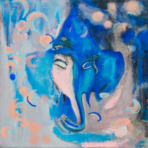 Blue and Pink Ganesha head by Vasu Tolia