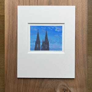 An early morning moon and the Cologne Cathedral by MaryEllen Hackett 