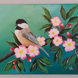 Apple Blossom Chickadee by Donna Gonzalez