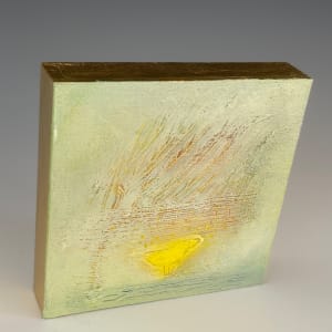 Yellow Bird / Meadow by Barbara Mayfield  Image: I gild the edges with a gilding wax. The back is painted in white acrylic polymer. It's is signed on the back. 