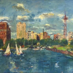 Untitled - Harbor with Tower by Anthony Cooper