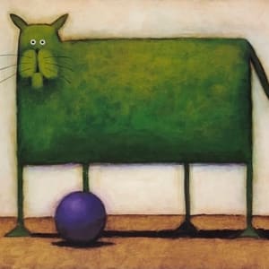 Green Cat with Ball by Daniel Patrick Kessler
